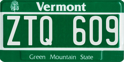 VT license plate ZTQ609