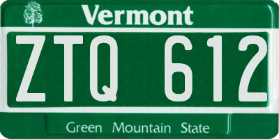 VT license plate ZTQ612