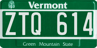 VT license plate ZTQ614