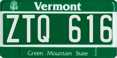 VT license plate ZTQ616