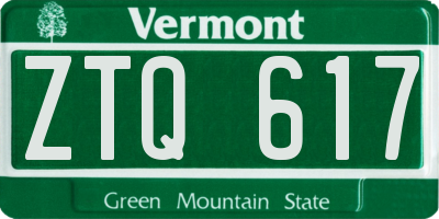 VT license plate ZTQ617