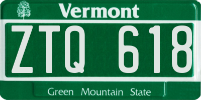VT license plate ZTQ618