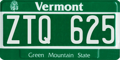 VT license plate ZTQ625