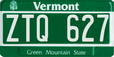VT license plate ZTQ627