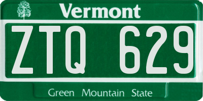 VT license plate ZTQ629