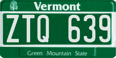VT license plate ZTQ639