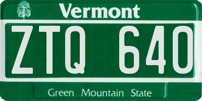 VT license plate ZTQ640