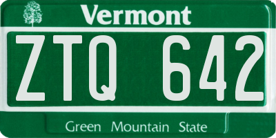 VT license plate ZTQ642