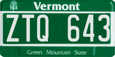 VT license plate ZTQ643