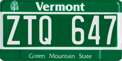 VT license plate ZTQ647