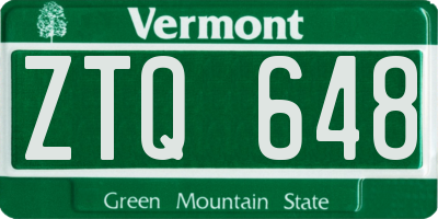 VT license plate ZTQ648