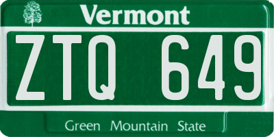 VT license plate ZTQ649