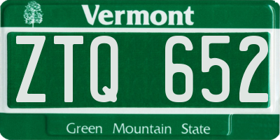 VT license plate ZTQ652