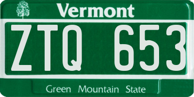 VT license plate ZTQ653