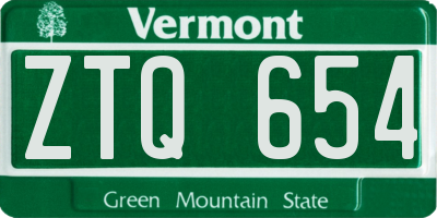 VT license plate ZTQ654