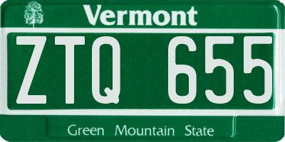 VT license plate ZTQ655
