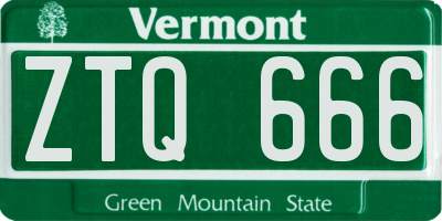 VT license plate ZTQ666