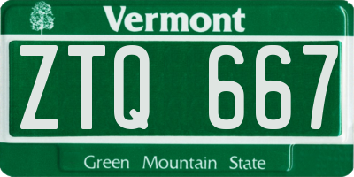 VT license plate ZTQ667
