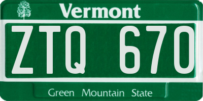 VT license plate ZTQ670