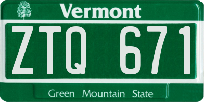 VT license plate ZTQ671