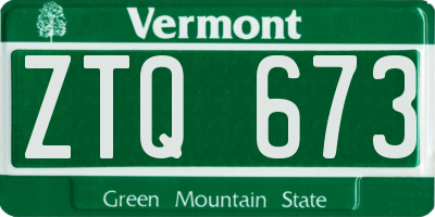 VT license plate ZTQ673