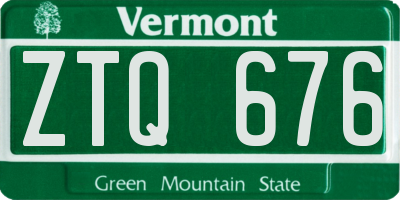 VT license plate ZTQ676