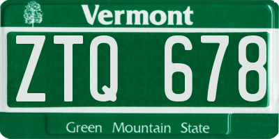 VT license plate ZTQ678