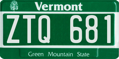 VT license plate ZTQ681