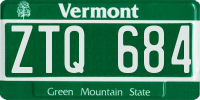 VT license plate ZTQ684