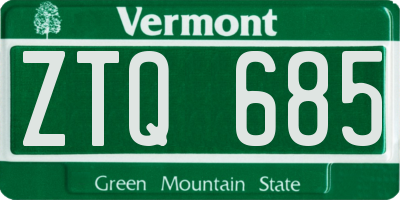 VT license plate ZTQ685