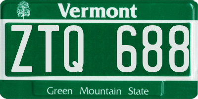 VT license plate ZTQ688