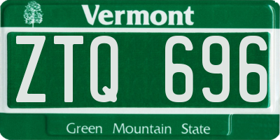 VT license plate ZTQ696