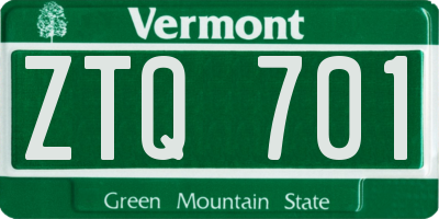 VT license plate ZTQ701
