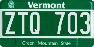 VT license plate ZTQ703