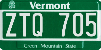 VT license plate ZTQ705