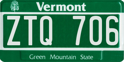 VT license plate ZTQ706