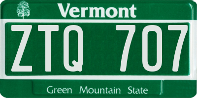 VT license plate ZTQ707