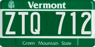 VT license plate ZTQ712