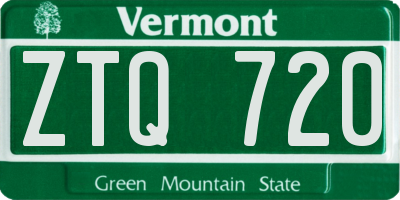 VT license plate ZTQ720