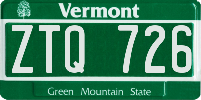 VT license plate ZTQ726