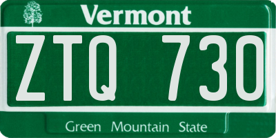 VT license plate ZTQ730