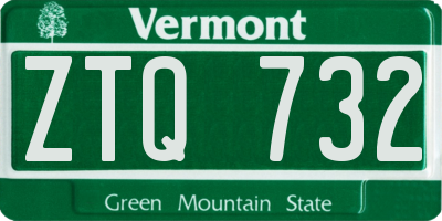 VT license plate ZTQ732