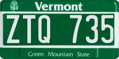 VT license plate ZTQ735