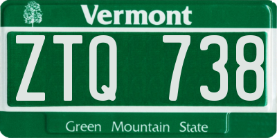 VT license plate ZTQ738