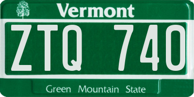 VT license plate ZTQ740