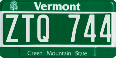 VT license plate ZTQ744