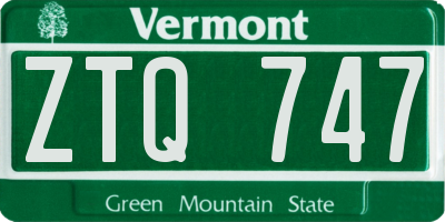 VT license plate ZTQ747