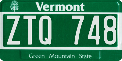 VT license plate ZTQ748