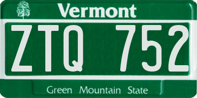 VT license plate ZTQ752