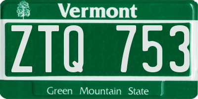 VT license plate ZTQ753